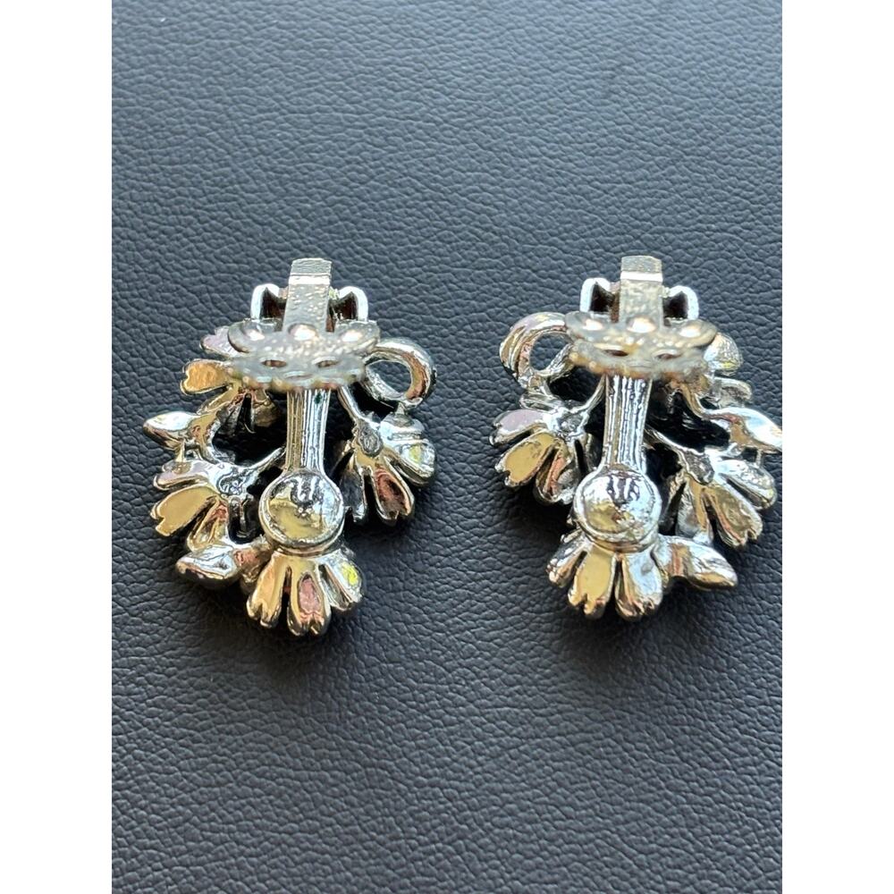 Vintage Silver-Tone Pink Daisy Rhinestones Necklace, Bracelet  Earring Set - Picture 10 of 10
